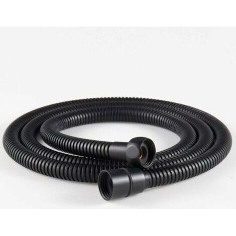 Tuyau de douche flexible en acier inoxydable 1 pièce 1,5 m, raccords en laiton, tuyau de pommeau de douche anti-torsion, tuyau de douche flexible - noir-Chrom (1/5)