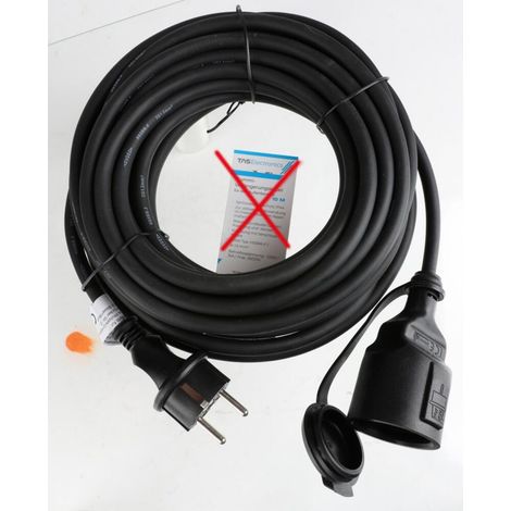 10x Verlängerungskabel 10m Gummi Schwarz Außen IP44 Garten Strom Steckdose Gerät (1/3)