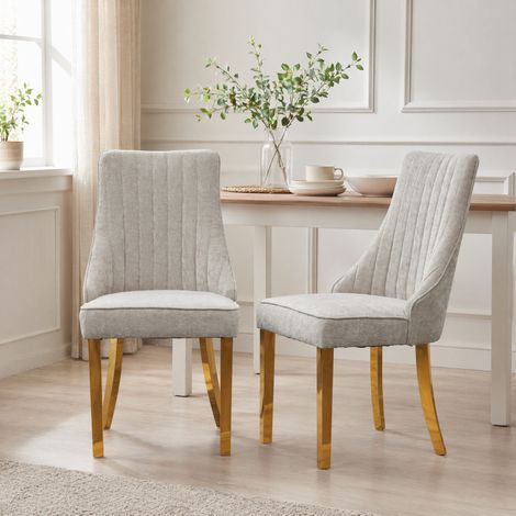 Set di 2 sedie da pranzo in ciniglia beige 64x50x95,5 cm FloraGrace (1/5)