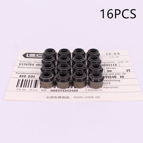 Neue 8- oder 16-teilige schwarze 6-mm-Ventildichtungen, passend für VW Golf 5, 6, GTI, Passat B6, B7, CC, Tiguan, Polo und Audi A3, A4, A5, A6 (Teilenummer: 036109675A).