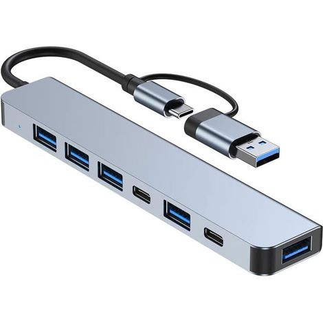 Hub USB C UPLAYTECK 7 en 2 Multiprise de USB Station d'Accueil Adaptateur Compatible Macbook iMac iPad iPhone 1USB 3.0, 4USB 2.0 (1/5)