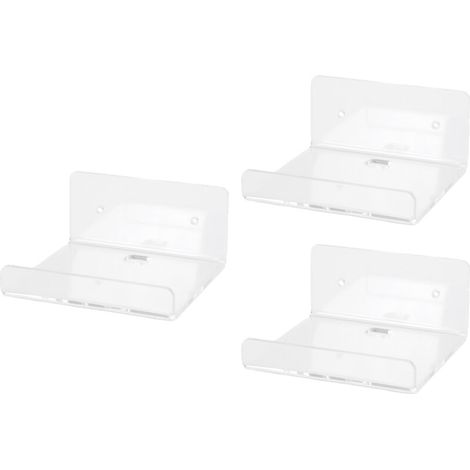 Lot de 3 petites étagères flottantes en acrylique transparent, fixées au mur et adhésives, idéales pour plantes, photos, figurines et appareils photo (1/5)