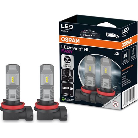 lampe led pour feux de route et croisement h8/h11/h16 blanc froid 6000 k osram ledriving hl easy (1/2)