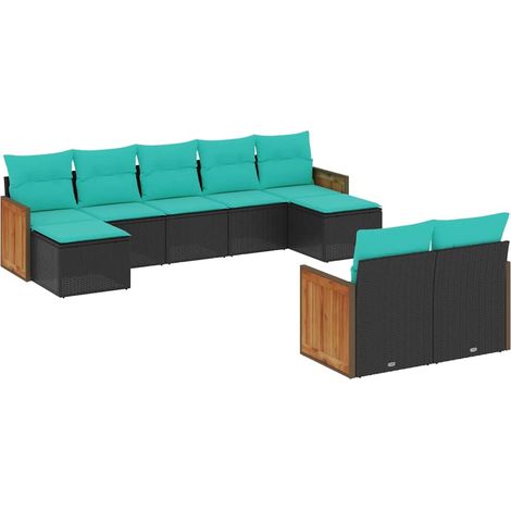 Maison Exclusive - 9-teiliges Gartensofa-Set mit Kissen, schwarze (1/5)