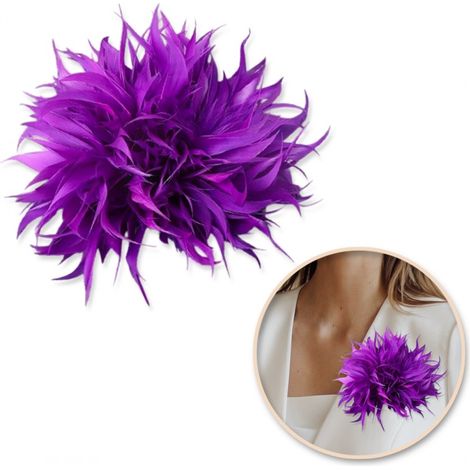 Broche decorativo Ecarla, pinza para el cabello 2 en 1, plumas moradas BZ207FIO (1/3)