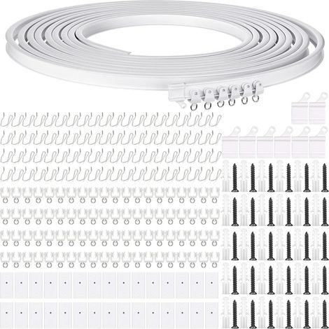 Riel curvo para cortinas de techo, sistema de montaje flexible para cortinas de techo, riel flexible para ventanas curvas con sistema de riel para cortinas de cama, riel de techo (blanco, 5 metros / 1 (1/5)