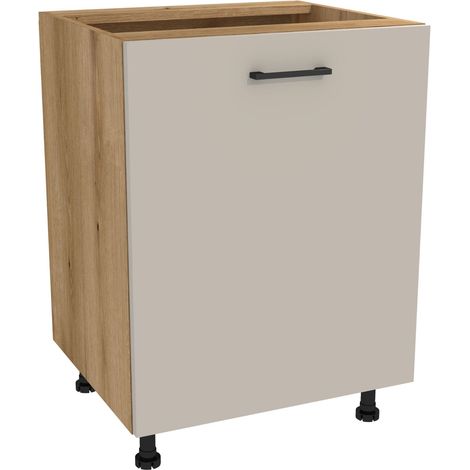 Mueble bajo de cocina 60 Capri, cuerpo de roble, frontal Evoke, acabado Cashmere mate. (1/3)