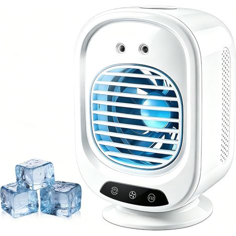 Mini climatiseur portable, ventilateur de refroidissement de 280 ml avec 3 niveaux de brume de glace et technologie silencieuse 4D, rechargeable de type C, refroidissement rapide en 3 secondes pour (1/5)