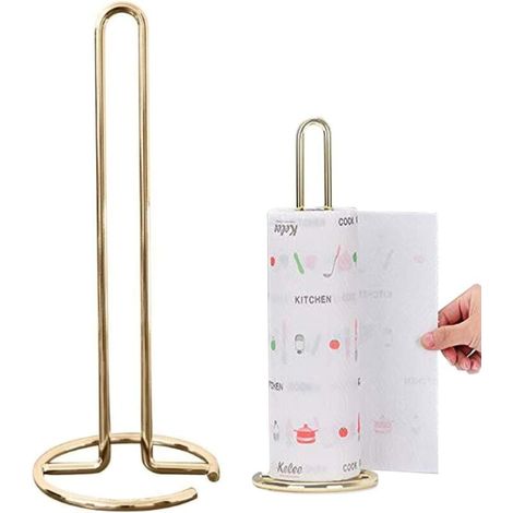 Support de Rouleau de Papier, Porte-Rouleau de Cuisine Portable en Acier Inoxydable Or Porte Rouleaux Papier Toilette Vertical en Acier Support Distributeur de Papier Pour la Cuisine Salon Cha (1/4)