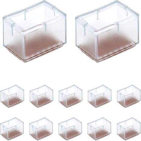 12 Pcs Protection Pied de Chaise Rectangle en Silicone pour Jambes de Chaise/Table/Sofa Largeur 24-30mm x Longueur 39-47mm (1/5)