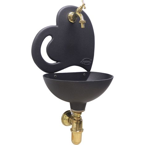 Fontaine murale Afrodite pour jardin extérieur avec robinet et siphon avec drain en laiton poli (1/4)