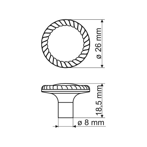 Bouton GR33, patine sur laiton (1/2)