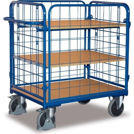 VARIOfit Etagenwagen niedrig 1.000 x 700 mm 3 Böden 4 Wände (1/2)
