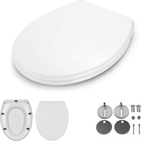 WC Sitz in ovaler Form WC Deckel mit Absenkautomatik weiß mit Schnellverschluss Befestigung an der Oberseite um 360° Verstellbare Scharniere Strapazierfähiger Klositz Max. Belastung 180 kg (1/5)
