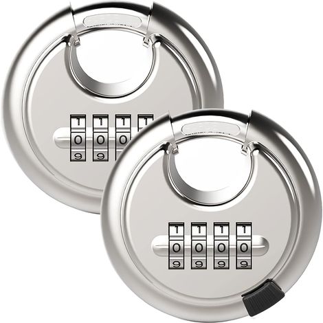 Cadenas à combinaison Discus, cadenas à combinaison extérieur pour le rangement, etc. (2 pièces)