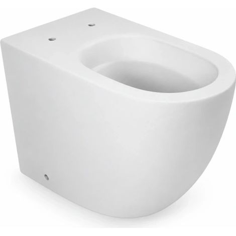Vaso Wc A Terra Filo Parete Modello Alpha Con Sistema Rimfree Tornado Flush Ceramica Bianca Opaca