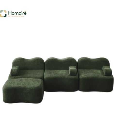 Canapé modulable en velours vert avec accoudoirs 288 x 167 x 70 cm HOMAIRE (1/5)