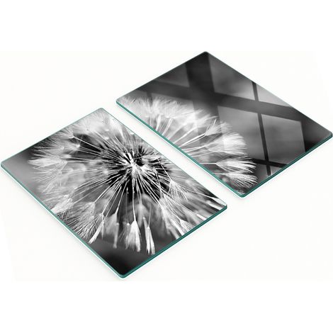 Due taglieri decorativi in vetro temperato con motivo dente di leone, 2x40x52 cm (1/5)
