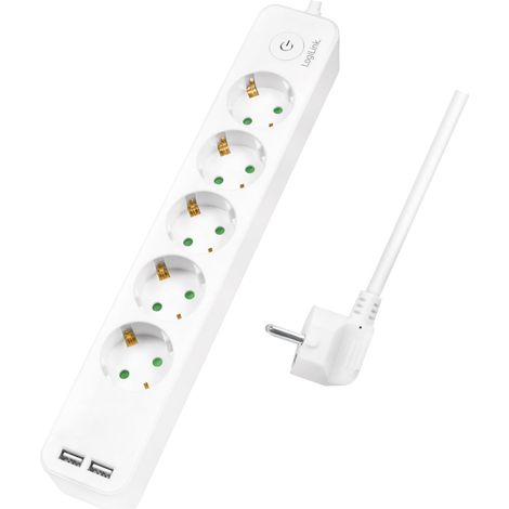 Steckdose 5 fach 2 usb mit schalter 15 m wei (1/3)