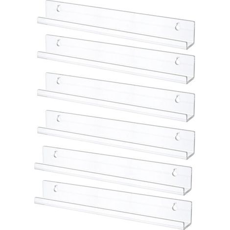 Étagères Flottantes pour Disques Vinyles, Lot de 6 Étagères Murales en Acrylique Clair 38 cm, Décoration pour Livres/Photos/Maquillage, Chambre, Salon, Salle de Bain, Rangement et Organisation (1/4)