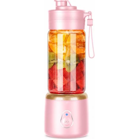 Blender Portable Sans Fil Rose 380 ml, 10 Lames en Acier, Gourde pour Smoothies et Jus (1/5)