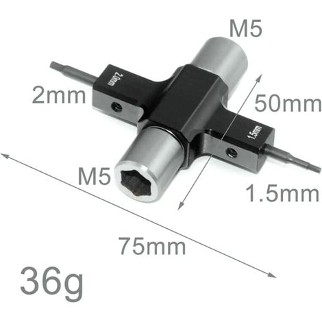 Chiave inglese M5 Quad, cacciavite con cuscinetto unidirezionale, elica motore da 1,5 mm e 2 mm per drone da corsa RC FPV (1/4)