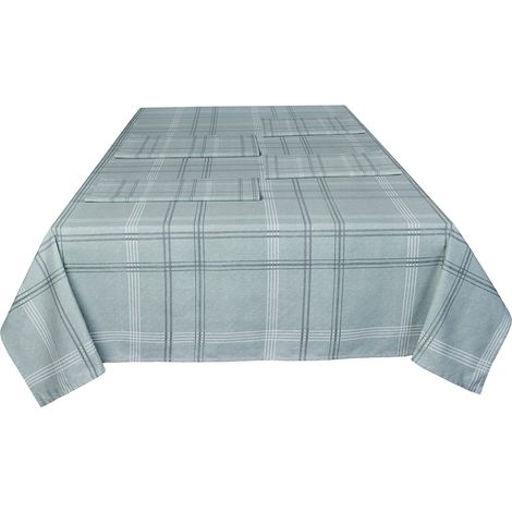 Nappe décorative 100% Coton Demi-Panama pour Table de Salle à Manger - Durable et résistante aux Taches - Vert - 137 x 229 cm (1/4)