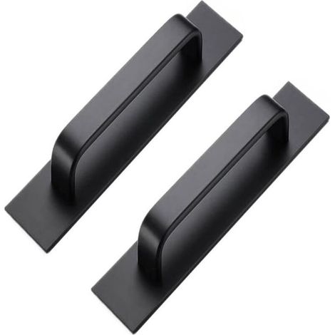 Lot de 2 Poignées Autocollantes en Aluminium pour Armoire Chambre à Coucher Salle de Bain Cuisine Poignées En Alliage d'aluminium (200 mm, noir) (1/4)