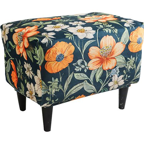 Fodera per pouf/poggiapiedi - MOTIVO FIORI ARANCIONI (1/5)