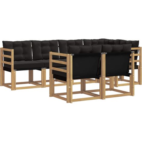 Conjunto de sofás de exterior con cojín 7 pcs Blanco y Negro vidaXL (1/5)