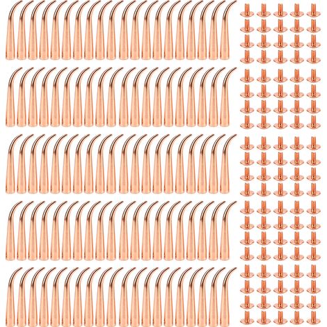 Lot de 100 Pointes Cône Rose Gold Laiton Dur Vis à Dos pour DIY Vêtements Chaussures Sac 9x56mm (1/5)