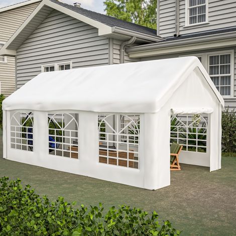 Abri voiture 3x6 m double accès toile étanche blanc OKMYHOME (1/5)