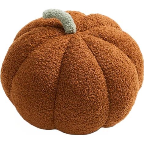 Coussin citrouille - Citrouille en peluche moelleuse pour Thanksgiving, Halloween et décorations - Coussin de canapé (marron) (1/4)