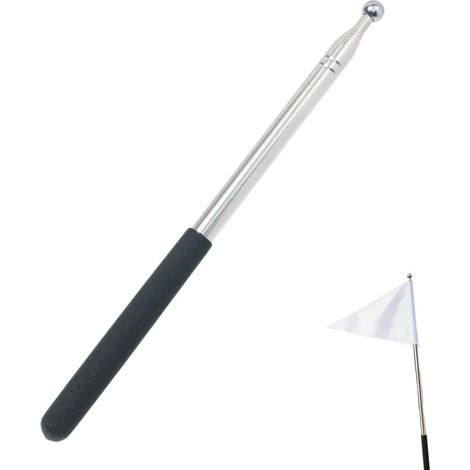 Tige de Drapeau Télescopique en Acier Inoxydable, Léger et Pliable avec Poignée Antidérapante, Longueur Réglable jusqu'à 1,5 m (Noir)