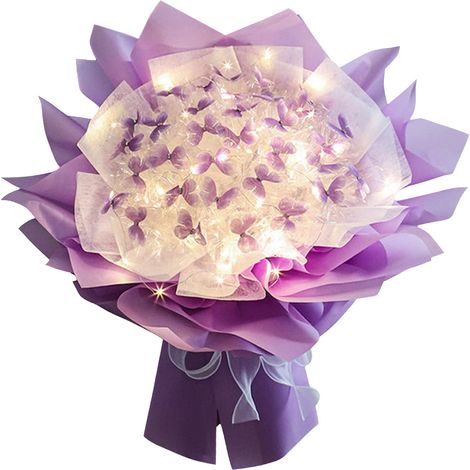 Bouquet De Papillons - Kit De Décoration Florale Avec Lumières LED - Pour Fêtes Et Célébrations - 33 Pièces (1/3)