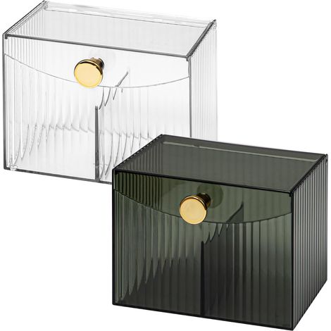 2er-Pack Aufbewahrungsboxen für Wattepads mit Deckel, Geschikt voor bathroom cotton swab boxes, can store cotton swabs, cotton pads and cosmetics. (1/5)