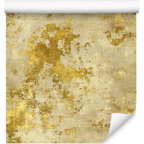 Carta da parati color oro anticato, oro, giallo e beige per soggiorno e camera da letto, 50x1000 cm. (1/5)