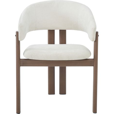 Set de 4 sillas de comedor de metal efecto nogal con tapizado de lino (1/5)