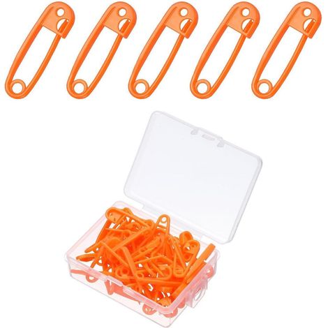 50x Épingles de sûreté en plastique 28mm Orange pour tricot & crochet