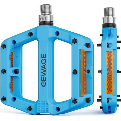Pedali per bicicletta a piattaforma GEWAGE con perni e catarifrangenti in nylon blu (1/3)