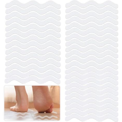 36 Pièces Autocollants de Douche Auto-Adhésifs, Tapis Antidérapant Douche Transparents, Surfaces Glissantes, Bande Autocollants Antidérapants pour Baignoire, Escaliers, Salle de Bain (1/5)