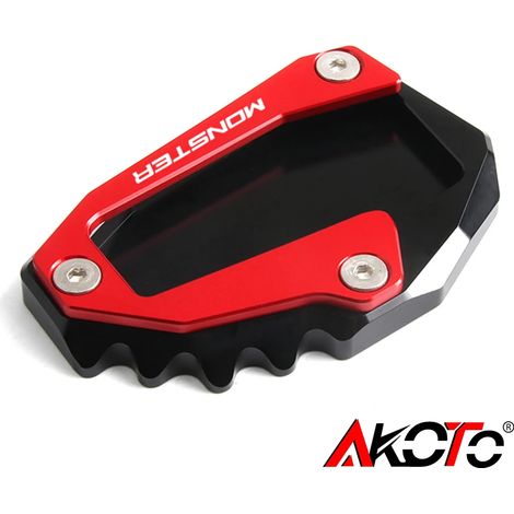 (Rouge) Compatible avec Ducati Monster 696 795 797 821 1200 1200S 937 - Béquille latérale CNC - Extension de béquille - Plaque de support - Maxpower (1/4)