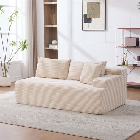 Canapé Droit 172x99x74.5cm - Canapé Modulaire 2 Places Rembourré Mousse 30D Haute Résilience pour Salon et Bureau - Blanc Ivoire (1/5)