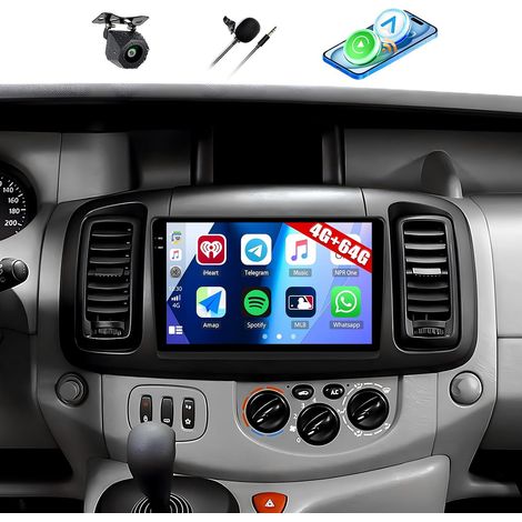 Autoradio pour Trafic 2001-2010/Vivaro 2006-2010/Primastar 2006-2014, écran Tactile 10 Pouces avec Carplay Android Auto WiFi GPS FM/RDS BT SWC Caméra (1/5)