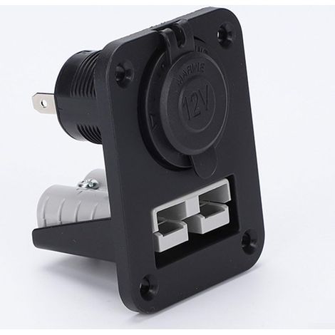 2er-Pack Unterputz-Steckdosen (50 A) – PETG-Kunststoff – Robuster Anderson-Stecker – Für Wohnmobile und Boote – Schwarz und Grau (1/5)