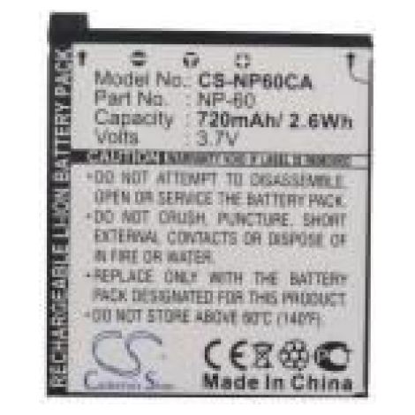 Batterie Li-ion 720mAh 3.7V pour Casio Exilim Zoom EX-Z19 NP-60 - Compatible avec Modèles Exilim Sélectionnés