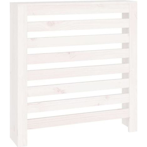 Cache-radiateur blanc, dimensions 79,5 x 19 x 84 cm, en pin massif. (1/5)