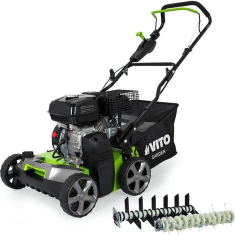Vito – Scarificateur thermique 5,4 CV – Double fonction scarificateur & démousseur – Surface jusqu'à 2000 m² – Largeur de coupe 40 cm – Bac 45L