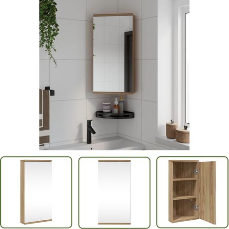vidaXL Eck-Spiegelschrank Eichen-Optik 30x24x60 cm (1/5)