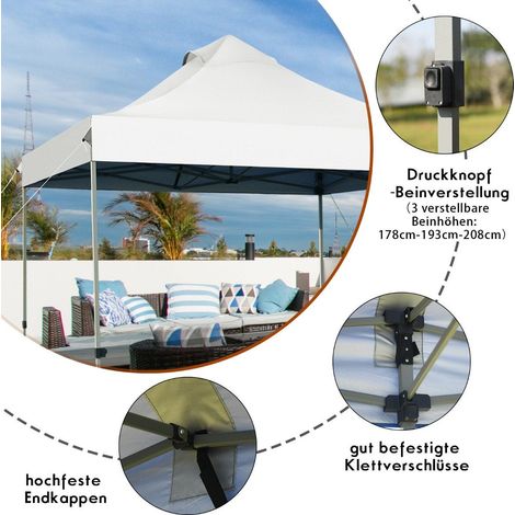 Carpa plegable de 3 x 3 m resistente al agua estable para fiestas de invierno con bolsa de transporte con ruedas color blanco
